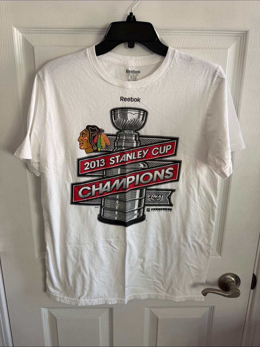 Reebok White 2013 Stanley Cup Champions Graphic Tee